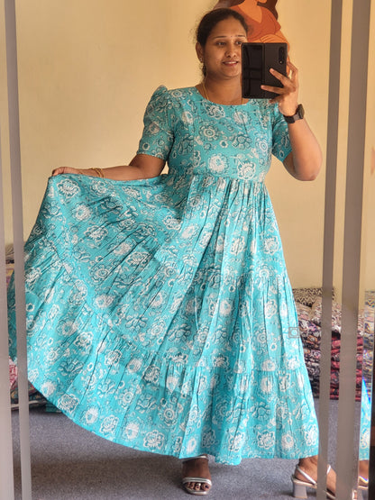 Kathawork feeding kurtis sky-blue