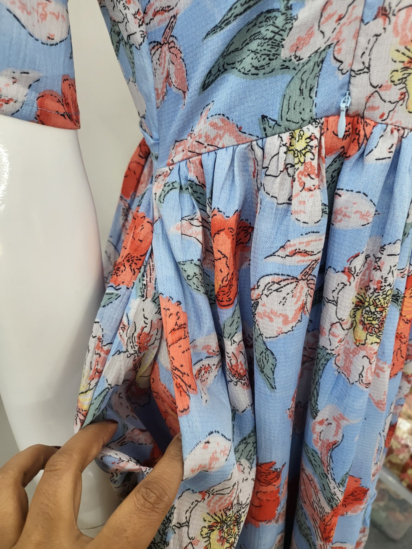 Delta crepe feeding Kurtis blu/ orng