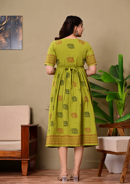 Handblock print green