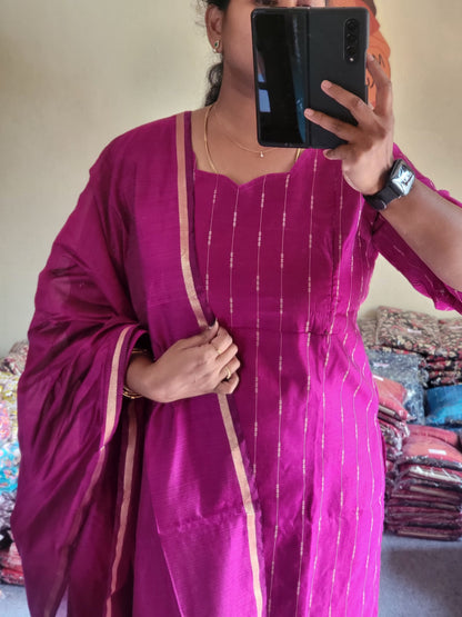 Rawsilk 3pc sets in feeding rani pink