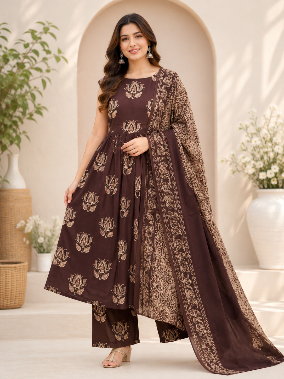 3pc set feeding lotus brown