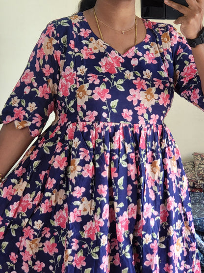 Plus size feeding dresses pink/blu