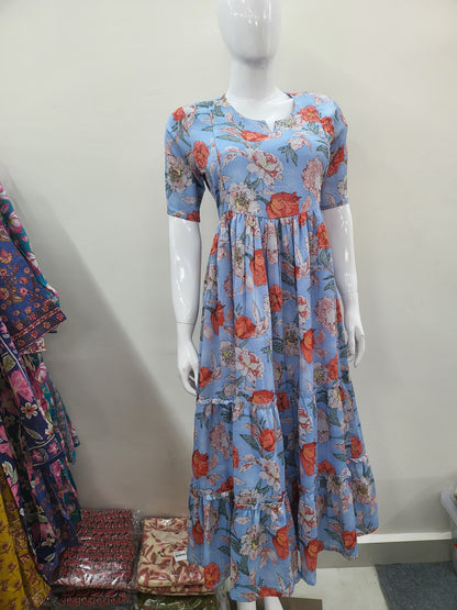 Delta crepe feeding Kurtis blu/ orng