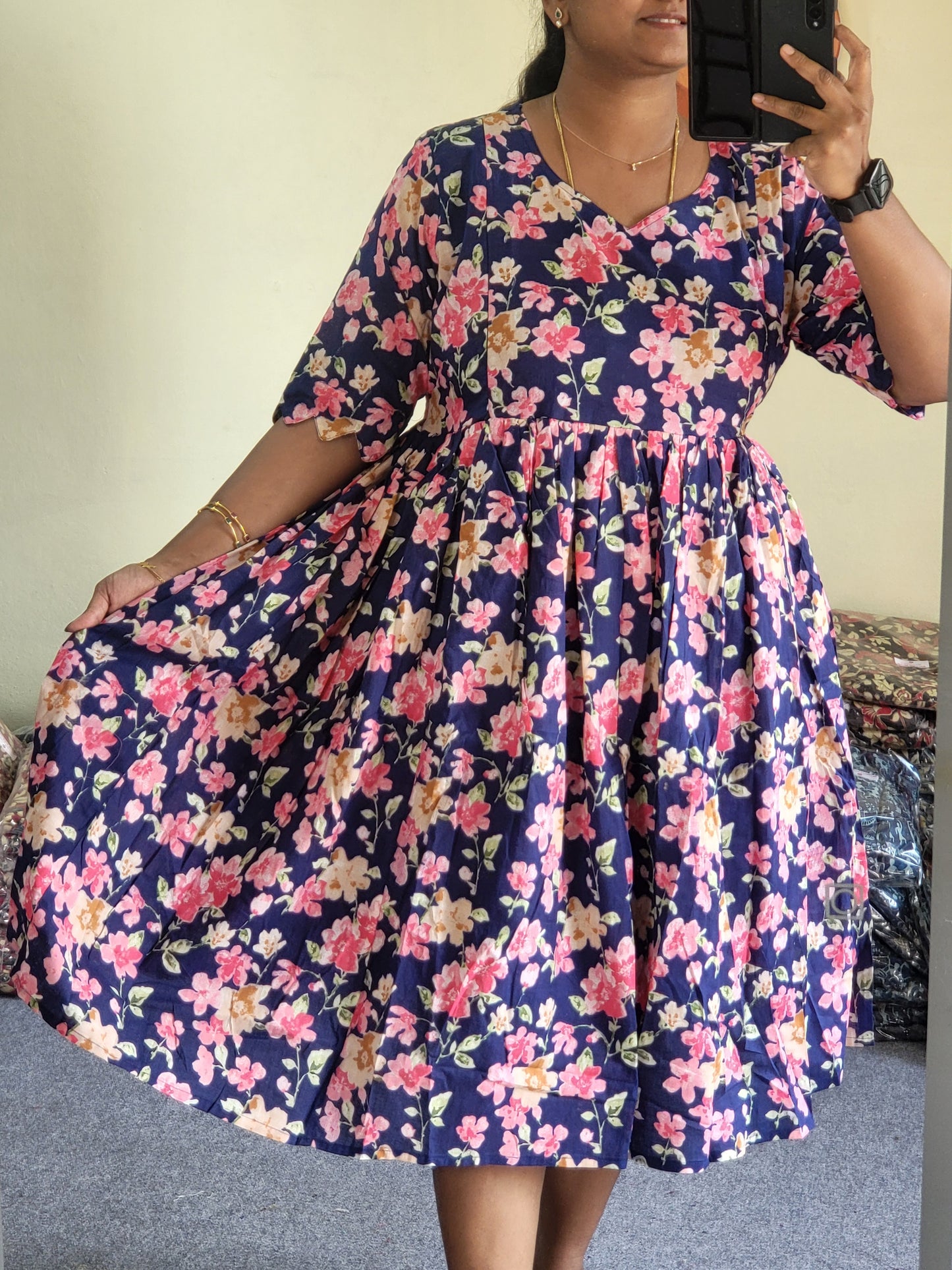 Plus size feeding dresses pink/blu