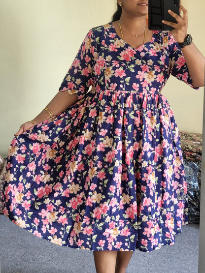 Plus size feeding dresses pink/blu
