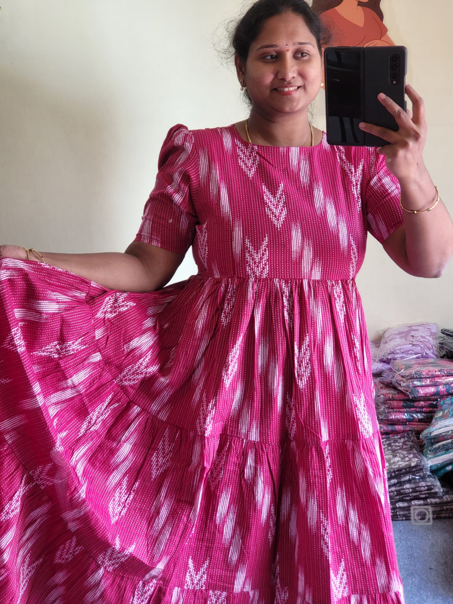 Kathawork feeding kurtis pink ikt