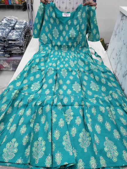 Chanderi silk feeding frocks seagrn 31457