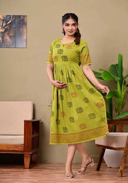 Handblock print green