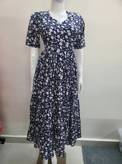 Delta crepe feeding Kurtis blu/ wht