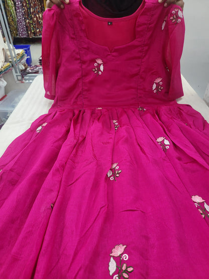 Chinnon silk With embroidery pink