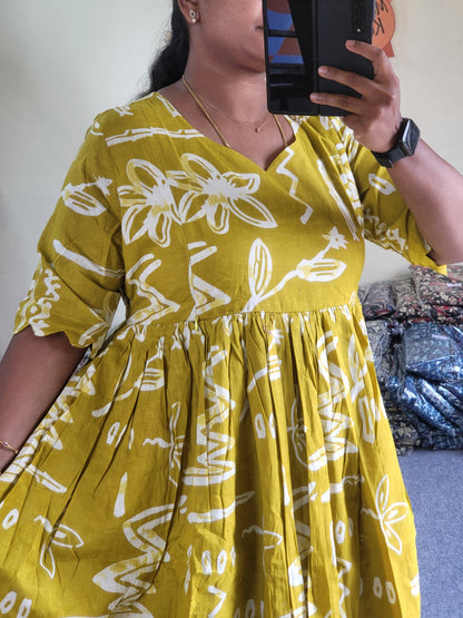 Plus size feeding kurtis mustard ylw