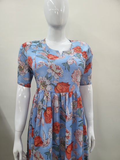 Delta crepe feeding Kurtis blu/ orng