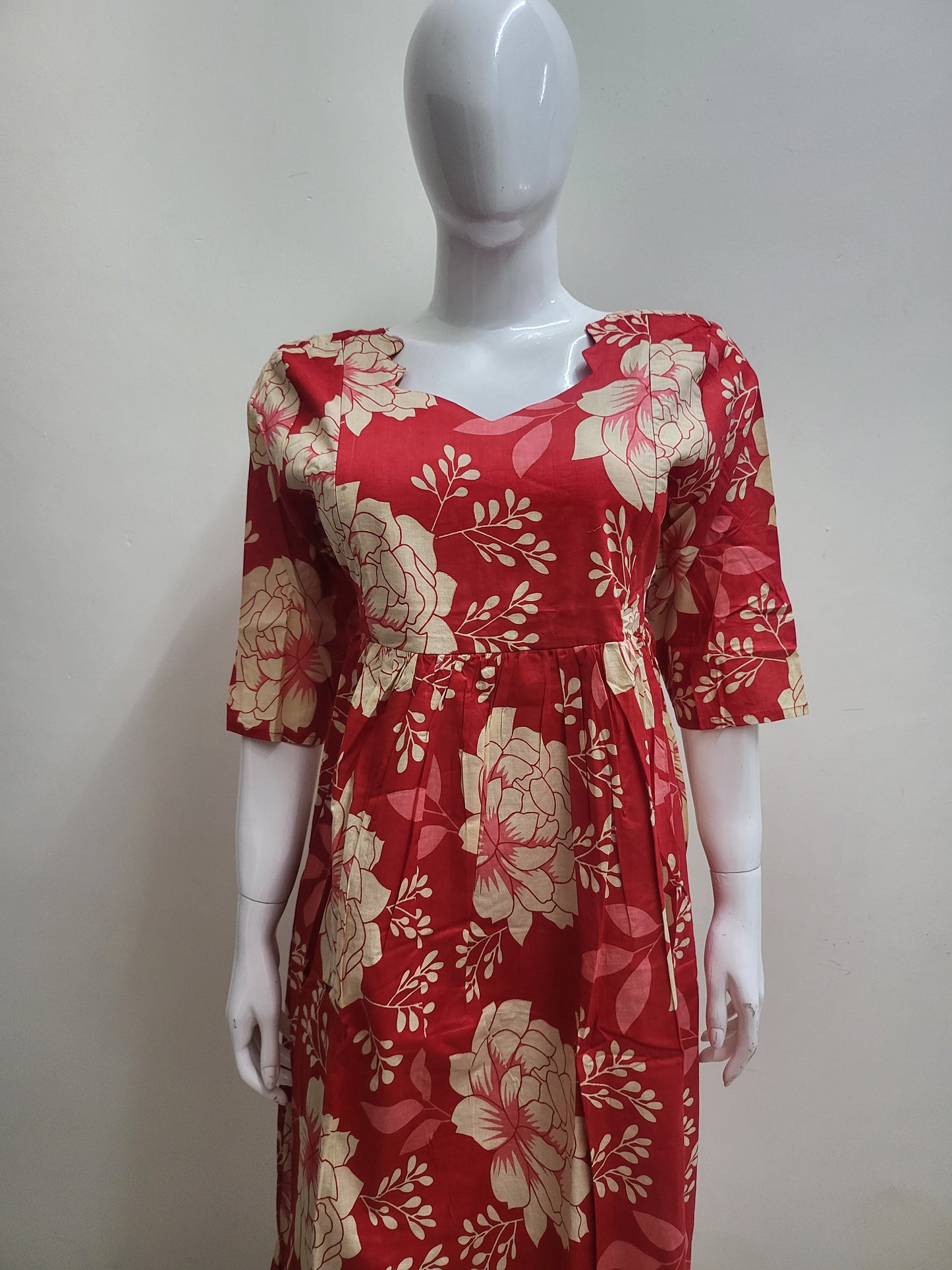 Feeding frock red floral