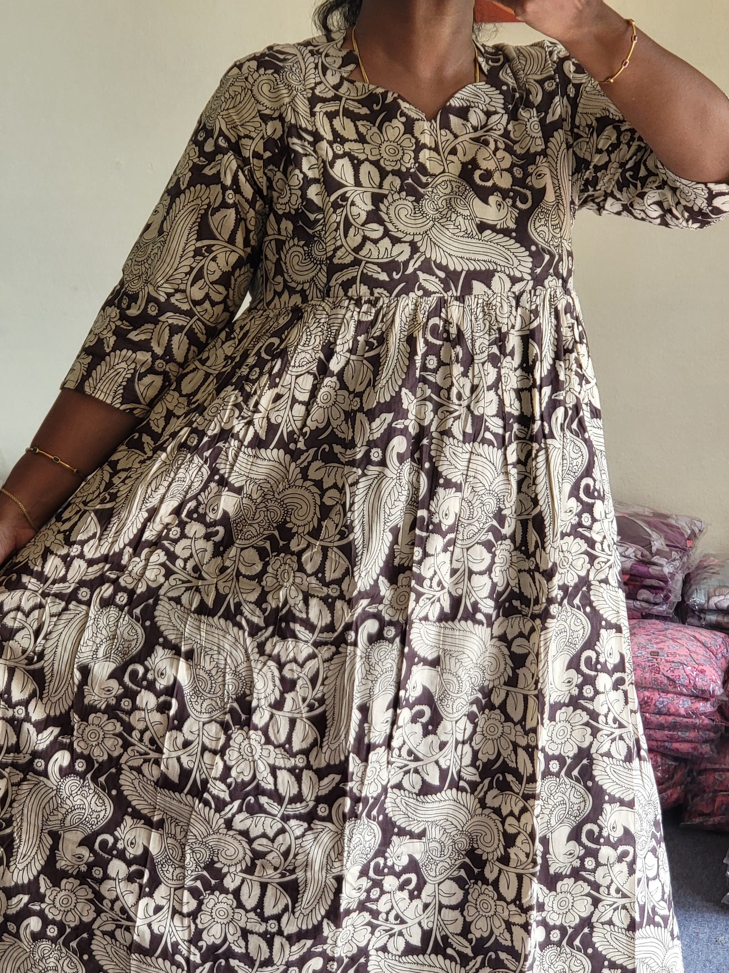 Full lining cotton Anarkali feeding blck
