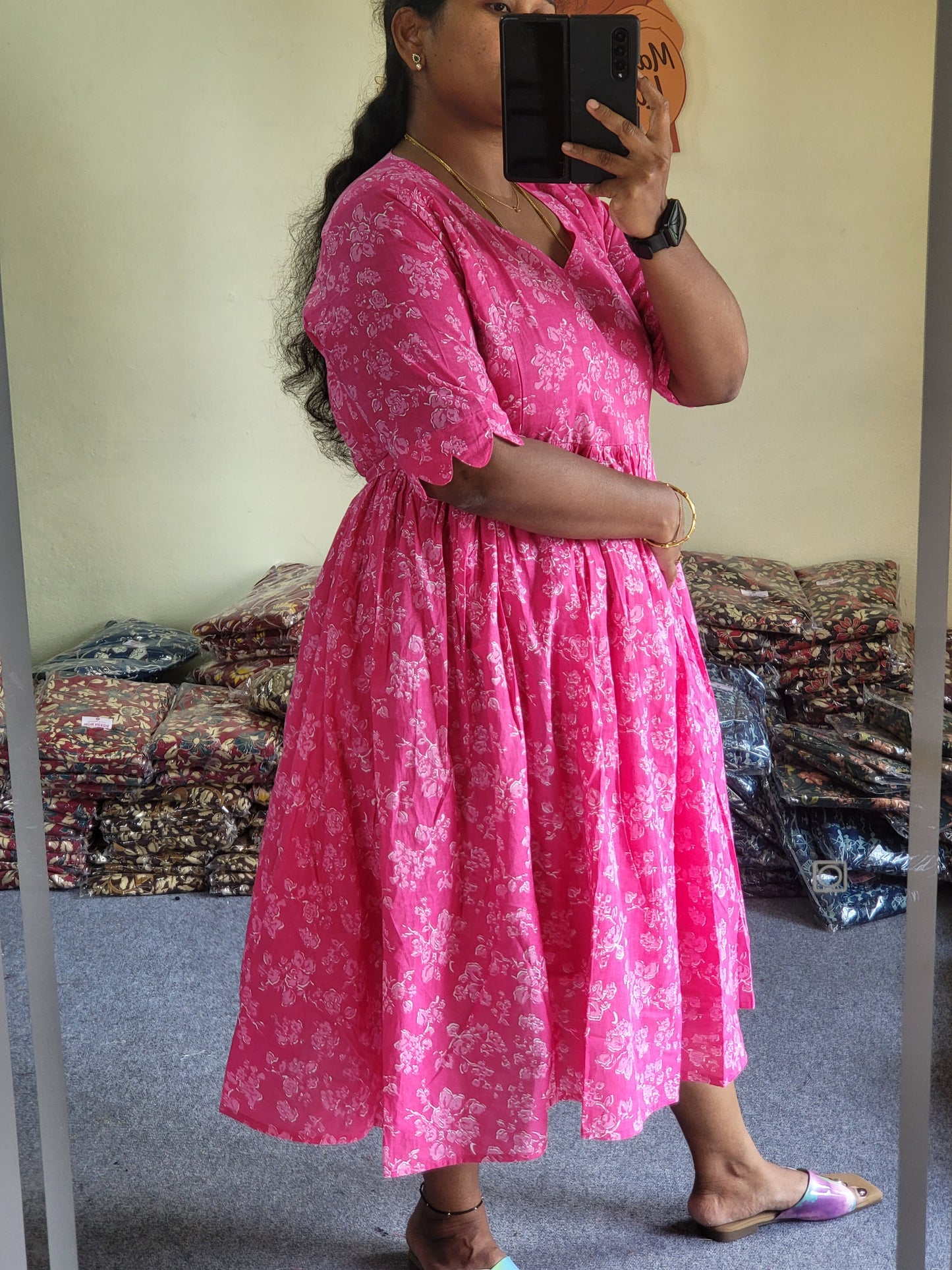 Plus size feeding kurtis pink