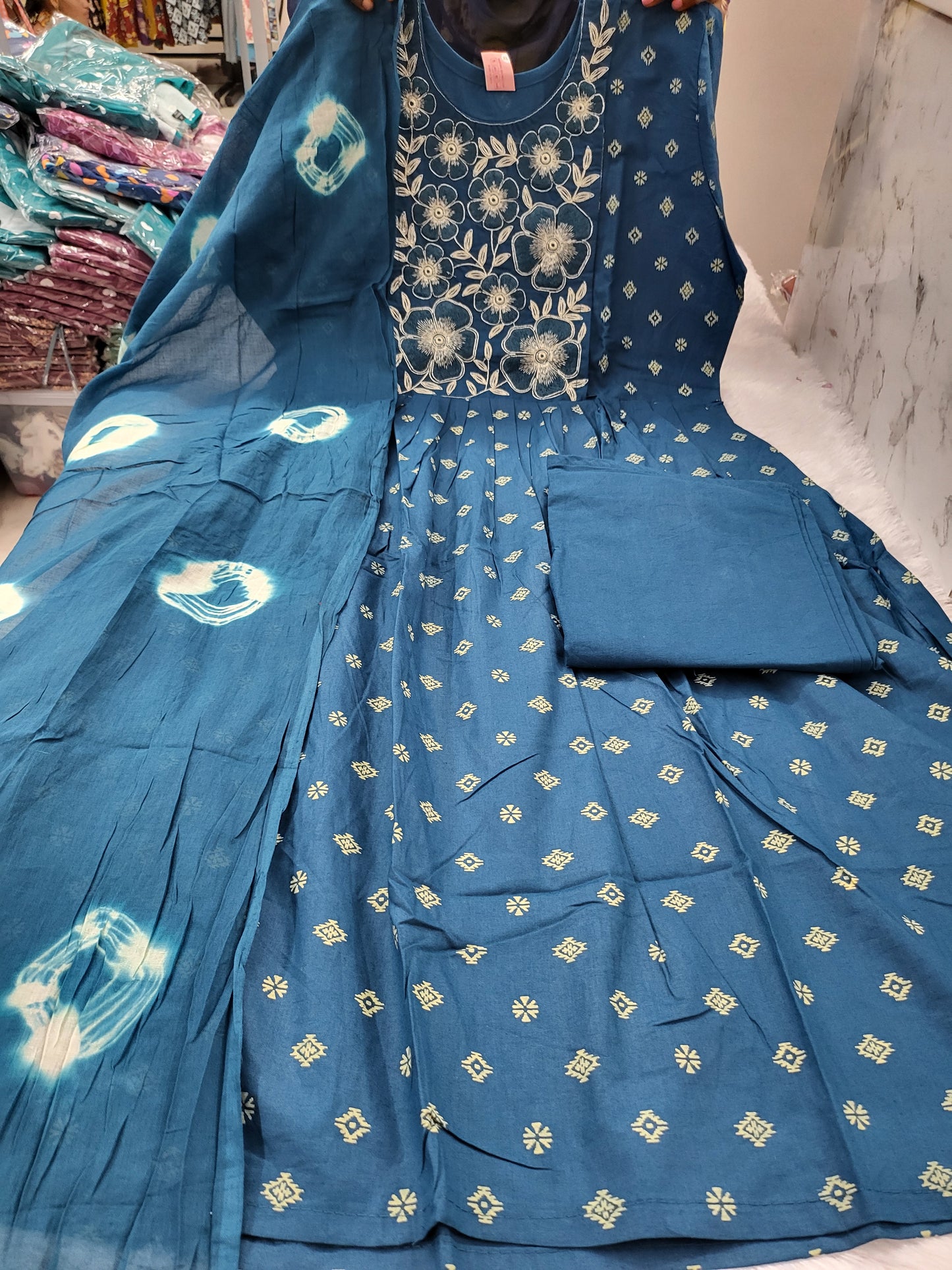 3pc set embroidery blu1