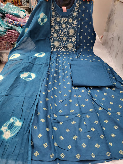 3pc set embroidery blu1