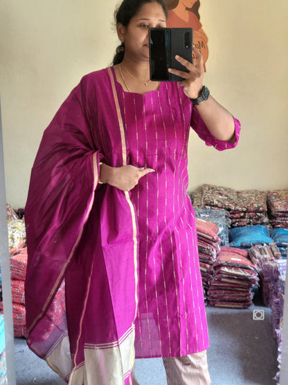 Rawsilk 3pc sets in feeding rani pink